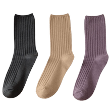 Load image into Gallery viewer, 3 Pairs Women's Ribbed Cotton Socks