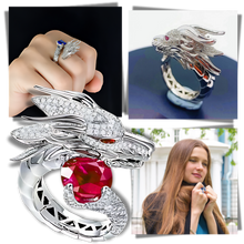 Cargar imagen en el visor de la galería, Anillo de plata con forma de dragón hecho a mano - Ozerty